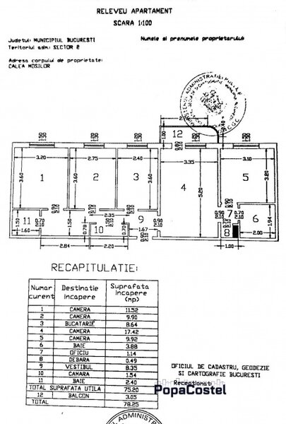 Calea Mosilor 4 camere semidecom. etaj 3/8 bloc 1982 reabilitat, lift, interfon